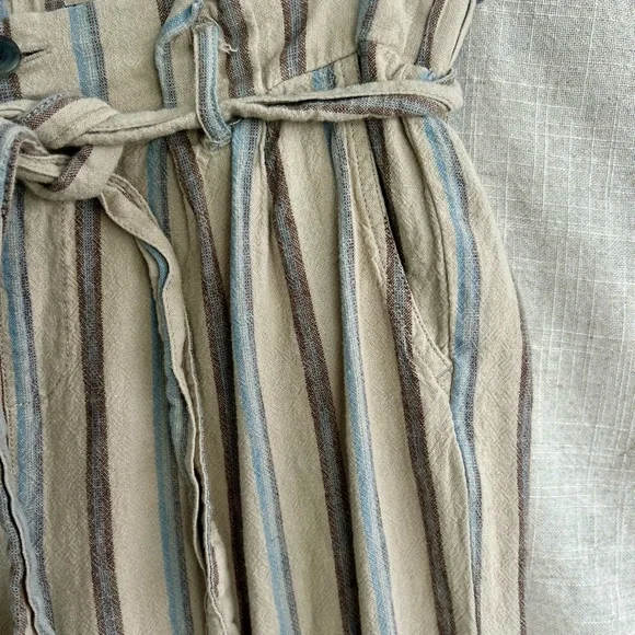 Rewash Linen Blend Paperbag Waist Cropped Pants Medium Boho - Picture 4 of 7